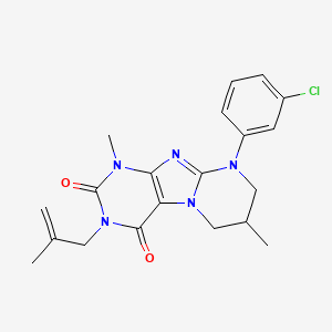 molecular formula C20H22ClN5O2 B2956822 9-(3-chlorophenyl)-1,7-dimethyl-3-(2-methylprop-2-enyl)-7,8-dihydro-6H-purino[7,8-a]pyrimidine-2,4-dione CAS No. 877617-70-4