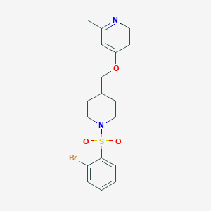 molecular formula C18H21BrN2O3S B2956825 4-{[1-(2-Bromobenzenesulfonyl)piperidin-4-yl]methoxy}-2-methylpyridine CAS No. 2379987-25-2