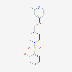 molecular formula C18H21BrN2O3S B2956825 4-[[1-(2-Bromophenyl)sulfonylpiperidin-4-yl]methoxy]-2-methylpyridine CAS No. 2379987-25-2