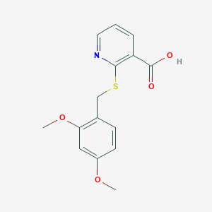 molecular formula C15H15NO4S B2956827 2-((2,4-Dimethoxybenzyl)thio)nicotinic acid CAS No. 181823-27-8