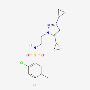molecular formula C18H21Cl2N3O2S B2956837 2,4-dichloro-N-[2-(3,5-dicyclopropyl-1H-pyrazol-1-yl)ethyl]-5-methylbenzene-1-sulfonamide CAS No. 2309624-31-3