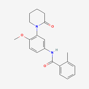 molecular formula C20H22N2O3 B2956847 N-[4-methoxy-3-(2-oxopiperidin-1-yl)phenyl]-2-methylbenzamide CAS No. 941979-54-0