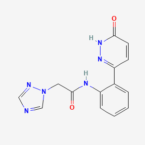 molecular formula C14H12N6O2 B2956904 N-(2-(6-oxo-1,6-dihydropyridazin-3-yl)phenyl)-2-(1H-1,2,4-triazol-1-yl)acetamide CAS No. 1428349-55-6