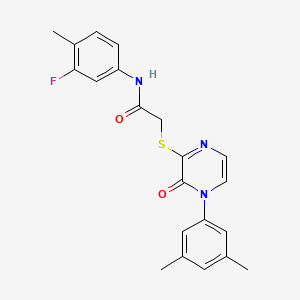 2-[4-(3,5-dimethylphenyl)-3-oxopyrazin-2-yl]sulfanyl-N-(3-fluoro-4-methylphenyl)acetamide