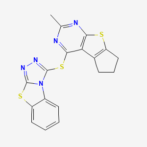 3-((2-methyl-6,7-dihydro-5H-cyclopenta[4,5]thieno[2,3-d]pyrimidin-4-yl)thio)benzo[4,5]thiazolo[2,3-c][1,2,4]triazole
