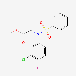 molecular formula C15H13ClFNO4S B2956934 Methyl N-(3-chloro-4-fluorophenyl)-N-(phenylsulfonyl)glycinate CAS No. 863187-31-9