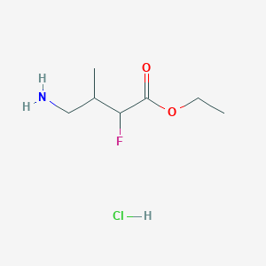 molecular formula C7H15ClFNO2 B2956964 ethyl4-amino-2-fluoro-3-methylbutanoatehydrochloride,Mixtureofdiastereomers CAS No. 2287299-45-8