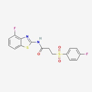 molecular formula C16H12F2N2O3S2 B2956969 N-(4-fluoro-1,3-benzothiazol-2-yl)-3-(4-fluorobenzenesulfonyl)propanamide CAS No. 895451-75-9