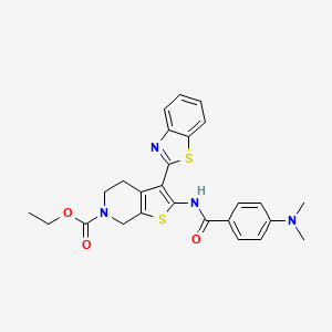 molecular formula C26H26N4O3S2 B2956994 ethyl 3-(1,3-benzothiazol-2-yl)-2-[4-(dimethylamino)benzamido]-4H,5H,6H,7H-thieno[2,3-c]pyridine-6-carboxylate CAS No. 864927-38-8
