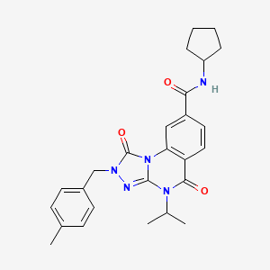molecular formula C26H29N5O3 B2957019 N-cyclopentyl-2-[(4-methylphenyl)methyl]-1,5-dioxo-4-(propan-2-yl)-1H,2H,4H,5H-[1,2,4]triazolo[4,3-a]quinazoline-8-carboxamide CAS No. 1105230-42-9
