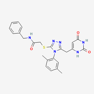 molecular formula C24H24N6O3S B2957038 N-benzyl-2-{[4-(2,5-dimethylphenyl)-5-[(2,6-dioxo-1,2,3,6-tetrahydropyrimidin-4-yl)methyl]-4H-1,2,4-triazol-3-yl]sulfanyl}acetamide CAS No. 852048-39-6