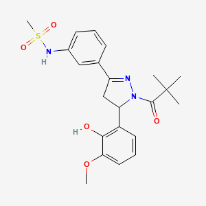 molecular formula C22H27N3O5S B2957088 N-(3-(5-(2-hydroxy-3-methoxyphenyl)-1-pivaloyl-4,5-dihydro-1H-pyrazol-3-yl)phenyl)methanesulfonamide CAS No. 941936-81-8