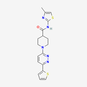 molecular formula C18H19N5OS2 B2957097 N-(4-methyl-1,3-thiazol-2-yl)-1-[6-(thiophen-2-yl)pyridazin-3-yl]piperidine-4-carboxamide CAS No. 932318-24-6
