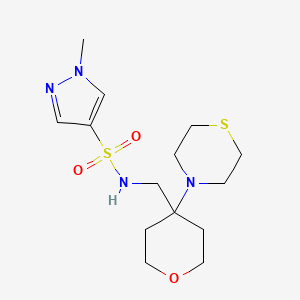 1-Methyl-N-[(4-thiomorpholin-4-yloxan-4-yl)methyl]pyrazole-4-sulfonamide