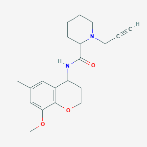 molecular formula C20H26N2O3 B2957155 N-(8-methoxy-6-methyl-3,4-dihydro-2H-1-benzopyran-4-yl)-1-(prop-2-yn-1-yl)piperidine-2-carboxamide CAS No. 1375912-69-8