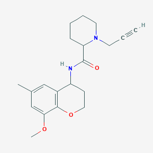 N-(8-methoxy-6-methyl-3,4-dihydro-2H-1-benzopyran-4-yl)-1-(prop-2-yn-1-yl)piperidine-2-carboxamide