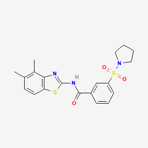 molecular formula C20H21N3O3S2 B2957187 N-(4,5-dimethyl-1,3-benzothiazol-2-yl)-3-(pyrrolidine-1-sulfonyl)benzamide CAS No. 941905-64-2