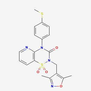 B2957198 2-((3,5-dimethylisoxazol-4-yl)methyl)-4-(4-(methylthio)phenyl)-2H-pyrido[2,3-e][1,2,4]thiadiazin-3(4H)-one 1,1-dioxide CAS No. 1251708-99-2