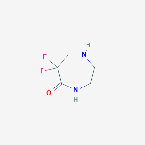 molecular formula C5H8F2N2O B2957221 6,6-Difluoro-1,4-diazepan-5-one CAS No. 2155852-11-0