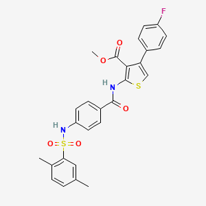 molecular formula C27H23FN2O5S2 B2957260 methyl 2-[4-(2,5-dimethylbenzenesulfonamido)benzamido]-4-(4-fluorophenyl)thiophene-3-carboxylate CAS No. 690643-86-8