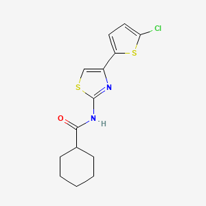 molecular formula C14H15ClN2OS2 B2957288 N-[4-(5-chlorothiophen-2-yl)-1,3-thiazol-2-yl]cyclohexanecarboxamide CAS No. 476280-98-5