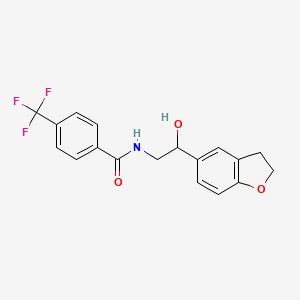 molecular formula C18H16F3NO3 B2957296 N-[2-(2,3-DIHYDRO-1-BENZOFURAN-5-YL)-2-HYDROXYETHYL]-4-(TRIFLUOROMETHYL)BENZAMIDE CAS No. 1421456-12-3