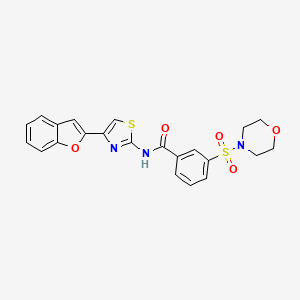 molecular formula C22H19N3O5S2 B2957300 N-(4-(benzofuran-2-yl)thiazol-2-yl)-3-(morpholinosulfonyl)benzamide CAS No. 920944-08-7