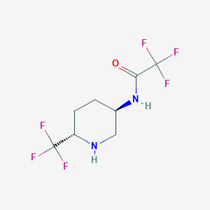 molecular formula C8H10F6N2O B2957315 rac-2,2,2-trifluoro-N-[(3R,6S)-6-(trifluoromethyl)piperidin-3-yl]acetamide, trans CAS No. 1909293-90-8