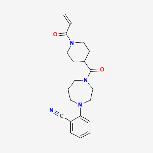 B2957356 2-[4-(1-Prop-2-enoylpiperidine-4-carbonyl)-1,4-diazepan-1-yl]benzonitrile CAS No. 2361822-87-7