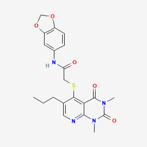 N-(benzo[d][1,3]dioxol-5-yl)-2-((1,3-dimethyl-2,4-dioxo-6-propyl-1,2,3,4-tetrahydropyrido[2,3-d]pyrimidin-5-yl)thio)acetamide