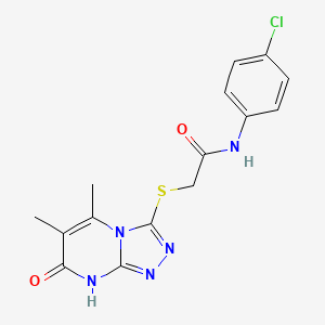 molecular formula C15H14ClN5O2S B2957385 N-(4-chlorophenyl)-2-((5,6-dimethyl-7-oxo-7,8-dihydro-[1,2,4]triazolo[4,3-a]pyrimidin-3-yl)thio)acetamide CAS No. 891135-01-6
