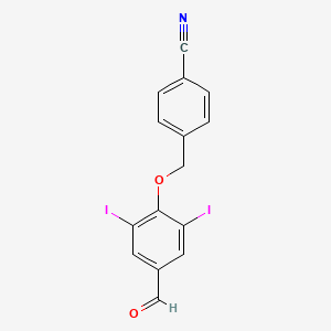 molecular formula C15H9I2NO2 B2957444 4-[(4-Formyl-2,6-diiodophenoxy)methyl]benzonitrile CAS No. 1797075-75-2
