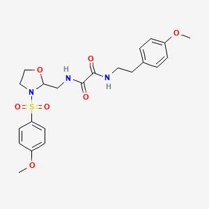 molecular formula C22H27N3O7S B2957481 N-{[3-(4-methoxybenzenesulfonyl)-1,3-oxazolidin-2-yl]methyl}-N'-[2-(4-methoxyphenyl)ethyl]ethanediamide CAS No. 868981-42-4