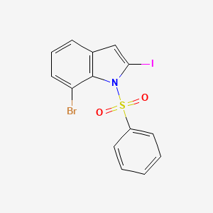 molecular formula C14H9BrINO2S B2957543 1-(Benzenesulfonyl)-7-bromo-2-iodoindole CAS No. 2514953-08-1