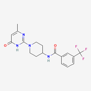 molecular formula C18H19F3N4O2 B2957645 N-(1-(4-methyl-6-oxo-1,6-dihydropyrimidin-2-yl)piperidin-4-yl)-3-(trifluoromethyl)benzamide CAS No. 1904373-93-8