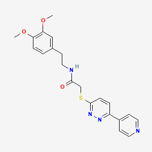 molecular formula C21H22N4O3S B2957673 N-(3,4-dimethoxyphenethyl)-2-((6-(pyridin-4-yl)pyridazin-3-yl)thio)acetamide CAS No. 872702-24-4