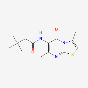 molecular formula C14H19N3O2S B2957703 N-(3,7-dimethyl-5-oxo-5H-thiazolo[3,2-a]pyrimidin-6-yl)-3,3-dimethylbutanamide CAS No. 946357-79-5