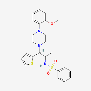 molecular formula C24H29N3O3S2 B2957711 N-{1-[4-(2-methoxyphenyl)piperazin-1-yl]-1-(thiophen-2-yl)propan-2-yl}benzenesulfonamide CAS No. 847381-47-9