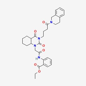molecular formula C32H32N4O6 B2957733 ethyl 2-[[2-[3-[4-(3,4-dihydro-1H-isoquinolin-2-yl)-4-oxobutyl]-2,4-dioxo-4a,5,6,7,8,8a-hexahydroquinazolin-1-yl]acetyl]amino]benzoate CAS No. 899920-10-6