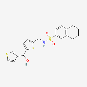 molecular formula C20H21NO3S3 B2957826 N-((5-(hydroxy(thiophen-3-yl)methyl)thiophen-2-yl)methyl)-5,6,7,8-tetrahydronaphthalene-2-sulfonamide CAS No. 1797620-91-7