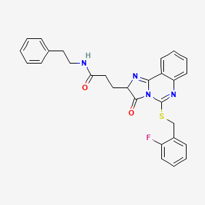 3-(5-{[(2-fluorophenyl)methyl]sulfanyl}-3-oxo-2H,3H-imidazo[1,2-c]quinazolin-2-yl)-N-(2-phenylethyl)propanamide