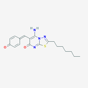 molecular formula C19H22N4O2S B295785 (6Z)-2-HEPTYL-6-[(4-HYDROXYPHENYL)METHYLIDENE]-5-IMINO-5H,6H,7H-[1,3,4]THIADIAZOLO[3,2-A]PYRIMIDIN-7-ONE 