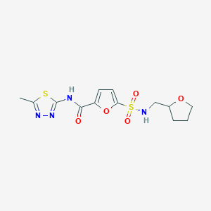 molecular formula C13H16N4O5S2 B2957905 N-(5-methyl-1,3,4-thiadiazol-2-yl)-5-{[(oxolan-2-yl)methyl]sulfamoyl}furan-2-carboxamide CAS No. 1172555-78-0