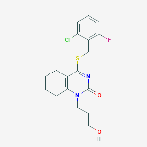 4-((2-chloro-6-fluorobenzyl)thio)-1-(3-hydroxypropyl)-5,6,7,8-tetrahydroquinazolin-2(1H)-one