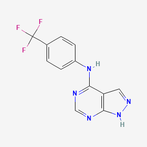 molecular formula C12H8F3N5 B2958034 N-[4-(trifluoromethyl)phenyl]-1H-pyrazolo[3,4-d]pyrimidin-4-amine CAS No. 1021219-52-2