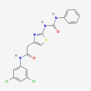 molecular formula C18H14Cl2N4O2S B2958041 N-(3,5-dichlorophenyl)-2-(2-(3-phenylureido)thiazol-4-yl)acetamide CAS No. 921491-16-9