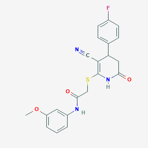 2-((3-cyano-4-(4-fluorophenyl)-6-oxo-1,4,5,6-tetrahydropyridin-2-yl)thio)-N-(3-methoxyphenyl)acetamide