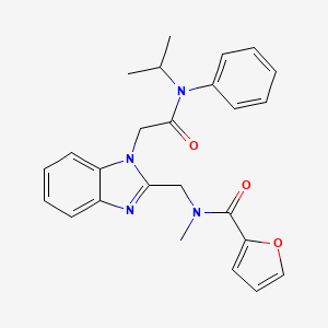 molecular formula C25H26N4O3 B2958061 N-methyl-N-[(1-{[phenyl(propan-2-yl)carbamoyl]methyl}-1H-1,3-benzodiazol-2-yl)methyl]furan-2-carboxamide CAS No. 919977-85-8