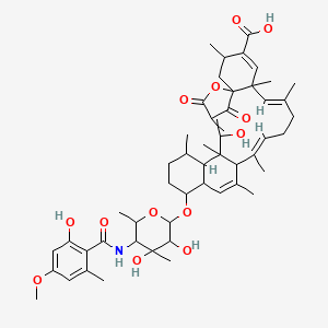 (7E,11E,23E)-17-[3,4-Dihydroxy-5-[(2-hydroxy-4-methoxy-6-methylbenzoyl)amino]-4,6-dimethyloxan-2-yl]oxy-23-hydroxy-3,6,8,12,14,20,22-heptamethyl-25,27-dioxo-26-oxapentacyclo[22.2.1.01,6.013,22.016,21]heptacosa-4,7,11,14,23-pentaene-4-carboxylic acid