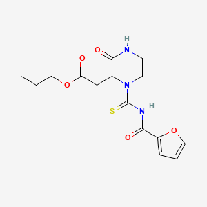 molecular formula C15H19N3O5S B2958086 Propyl {1-[(furan-2-ylcarbonyl)carbamothioyl]-3-oxopiperazin-2-yl}acetate CAS No. 1043465-56-0